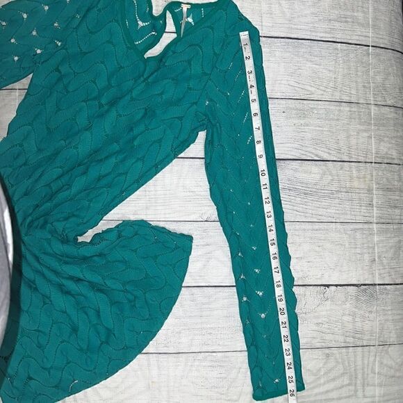 Free People Wild Thing Mini Dress Long Sleeves Cut-Out Emerald Green sz - Picture 8 of 9